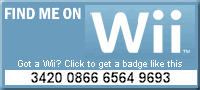 My Wii Code is 3420 0866 6564 9693. Get your own WiiBadge at WiiBadge.com!